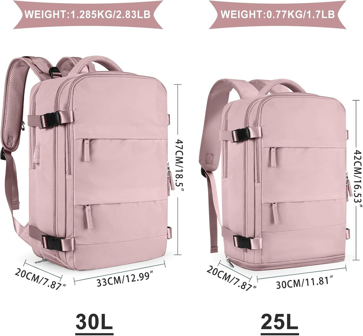 coowoz Travel Backpack For Women Men,Carry On Backpack,Hiking Backpack Waterproof Outdoor Sports Rucksack Casual Daypack travel essentials（Pink Purple）