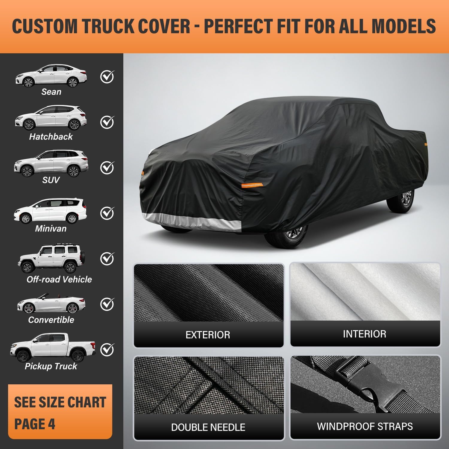 Kayme Truck Cover Waterproof All Weather - See Size Chart - Size T6