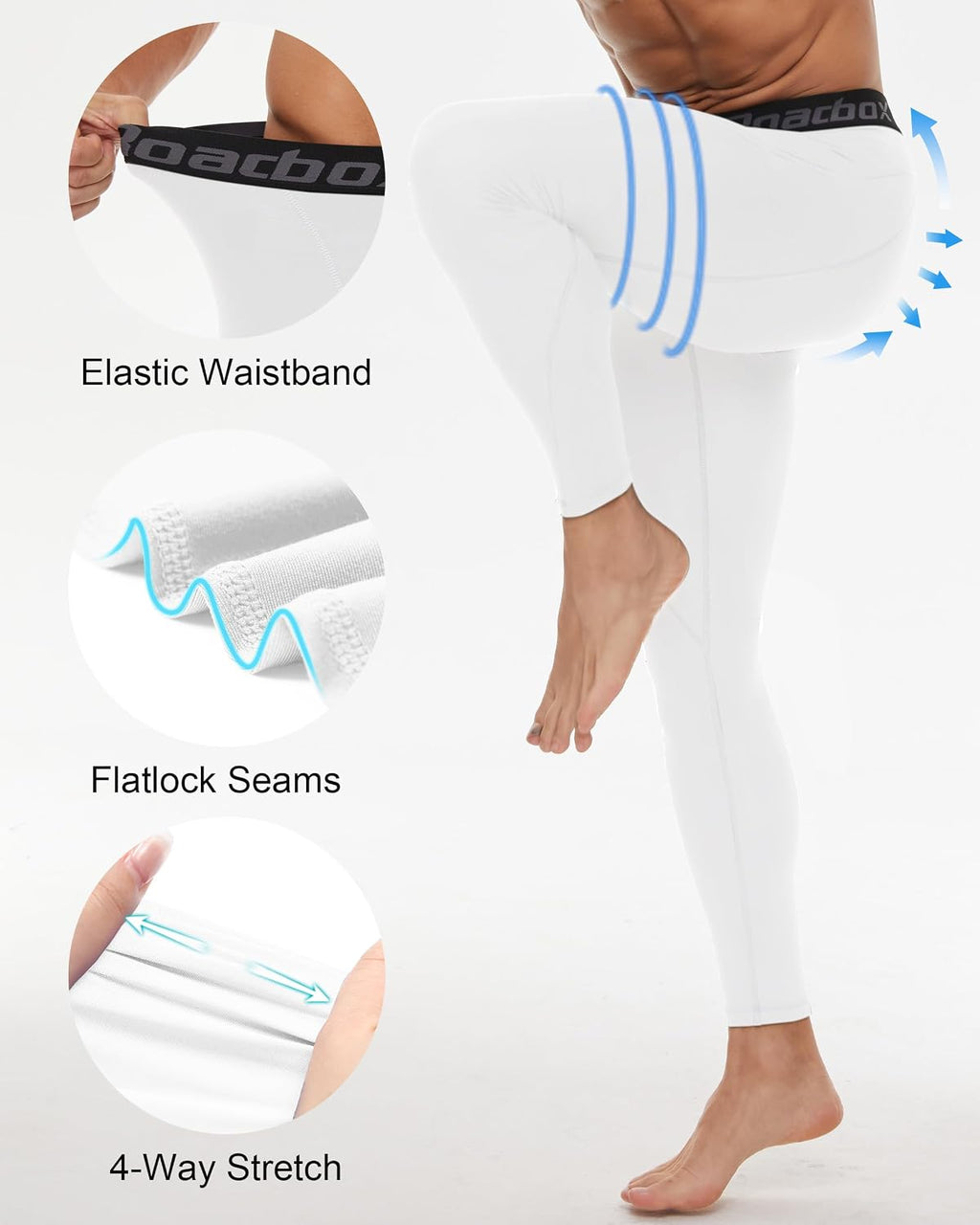Roadbox 2 Pack Men's Compression Pants, Quick Dry Running Tights Leggings