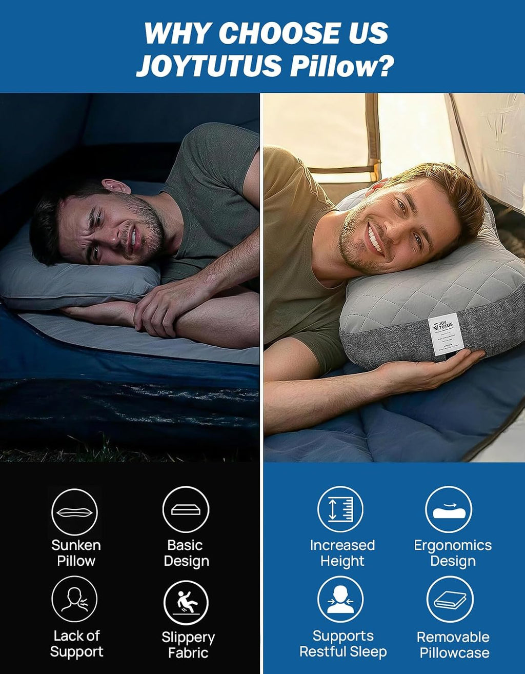 JOYTUTUS Inflatable Camping Pillow Ultralight for Travel, Camping, Hiking