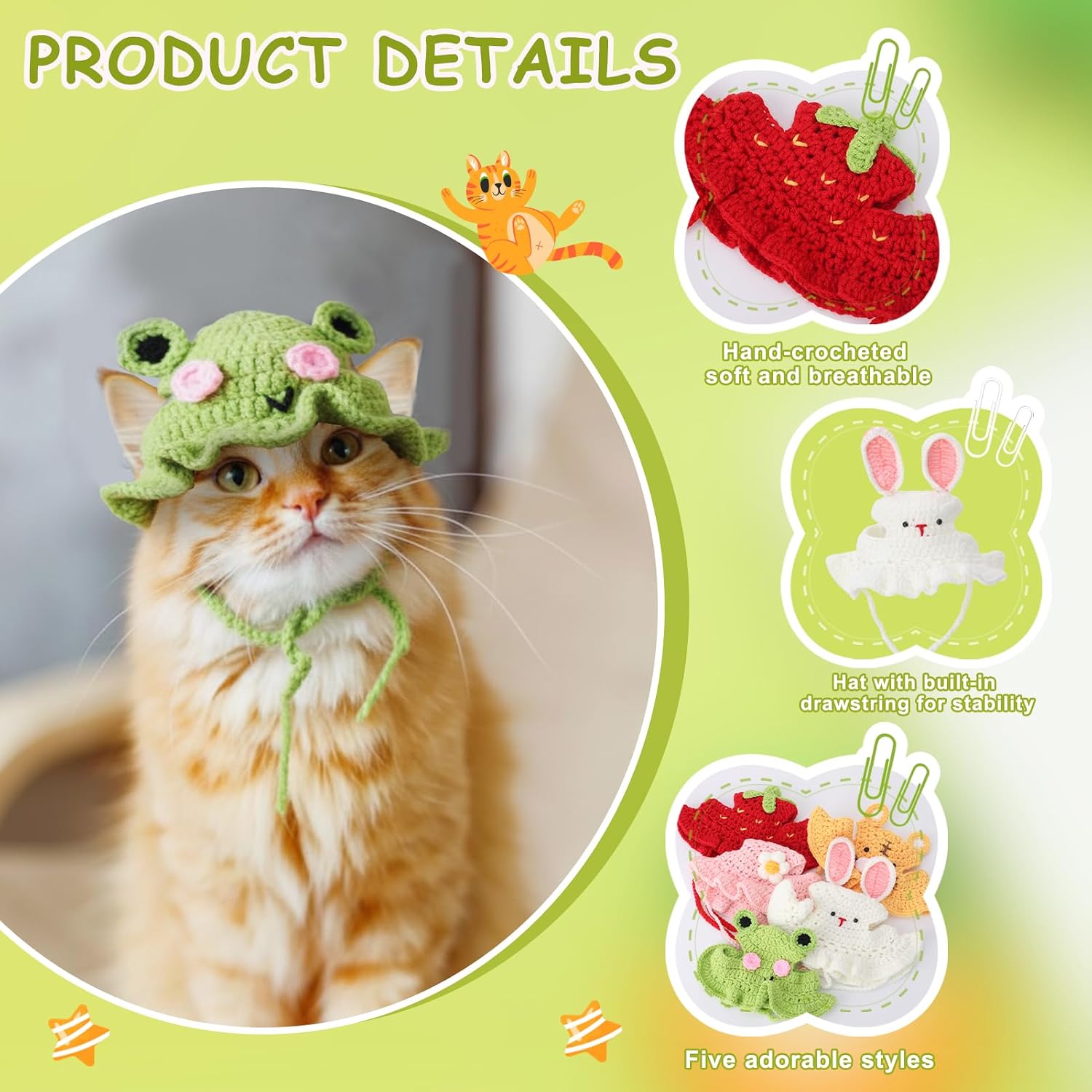 5 Pack Cute Knitted Cat Hats Dog Hats