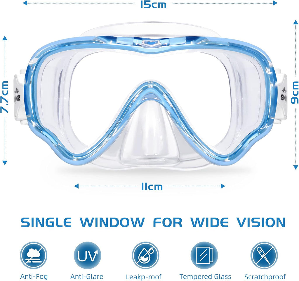 Seago Kids Swim Goggles with Nose Cover Anti-Fog Swimming Mask Youth 5-15