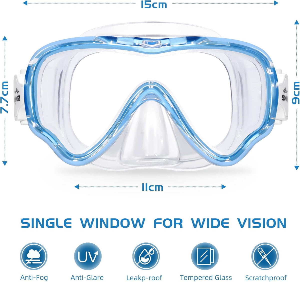 Seago Kids Swim Goggles with Nose Cover Anti-Fog Swimming Mask Youth 5-15