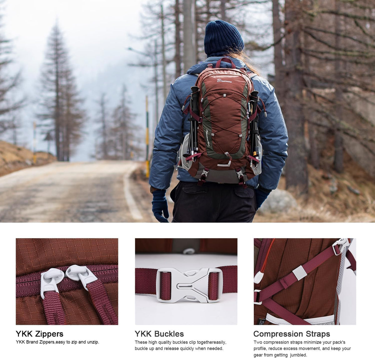 MOUNTAINTOP 40L Hiking Backpack, Lightweight Outdoor Backpacking Pack