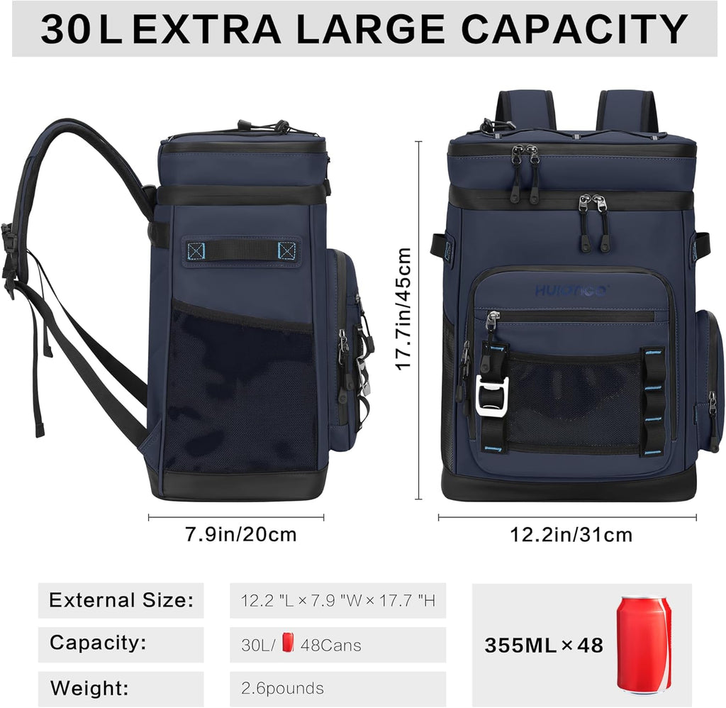Hulongo Large Waterproof Insulated Cooler Backpack, 48Cans, 30L