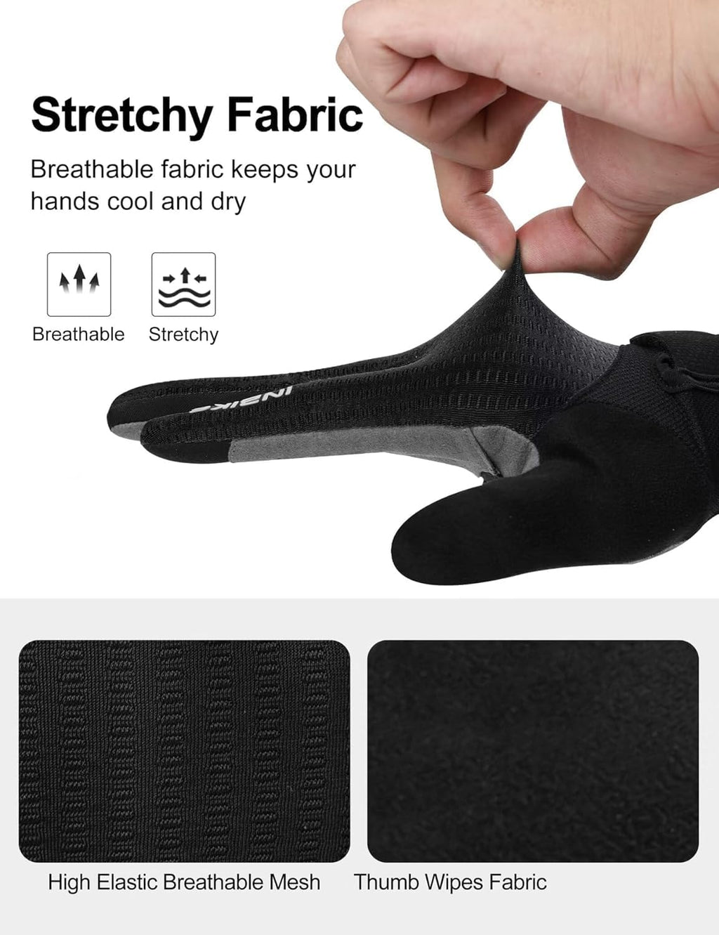 INBIKE Cycling Gloves for Men Women, Shock-Absorbing Memory Gel Padded Biking Gloves, Bicycle Breathable Touchscreen Reflective Full Finger Bike Gloves