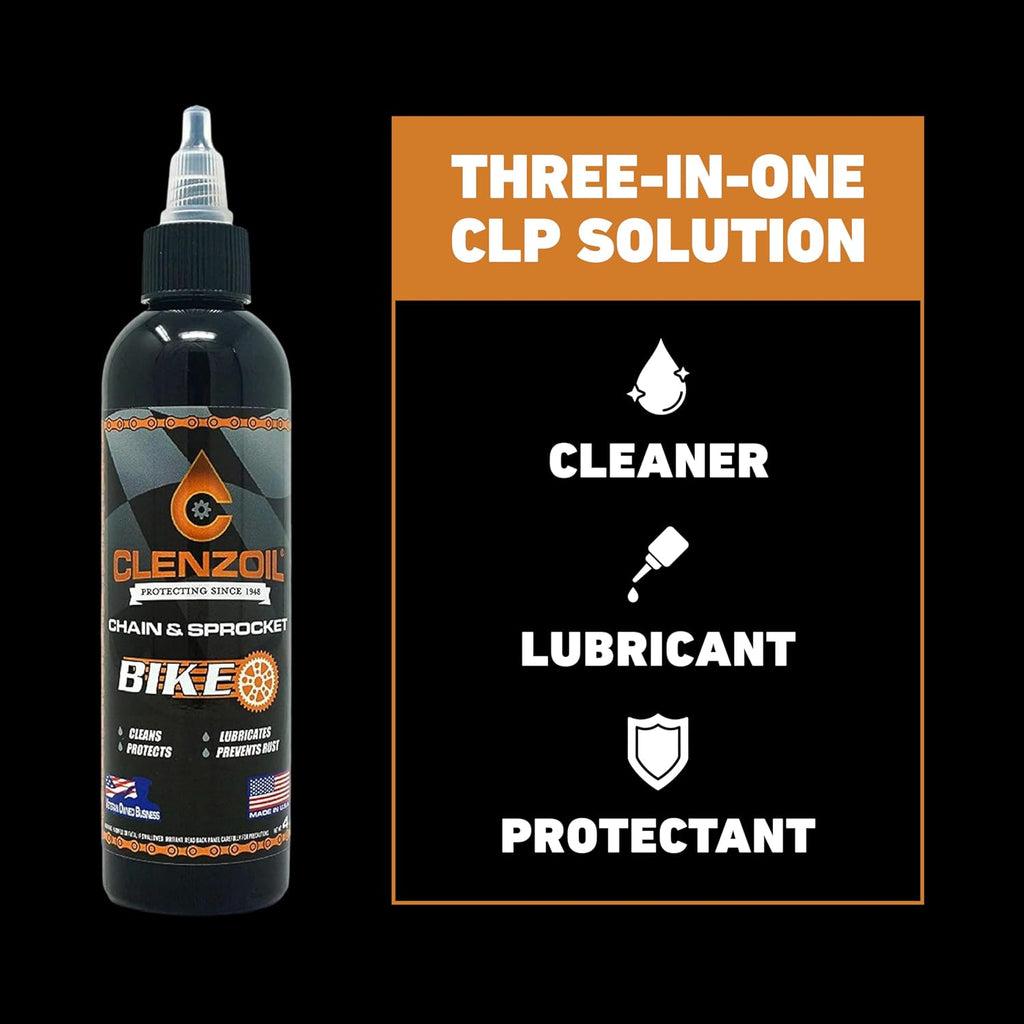 Clenzoil Chain & Sprocket CLP - 4 oz Bottle, Wet & Dry Lube Performance