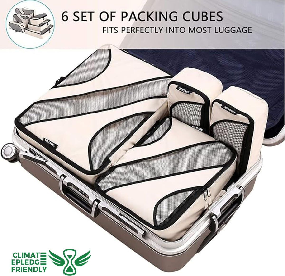 BAGAIL 6 Set Packing Cubes,Travel Luggage Packing Organizers