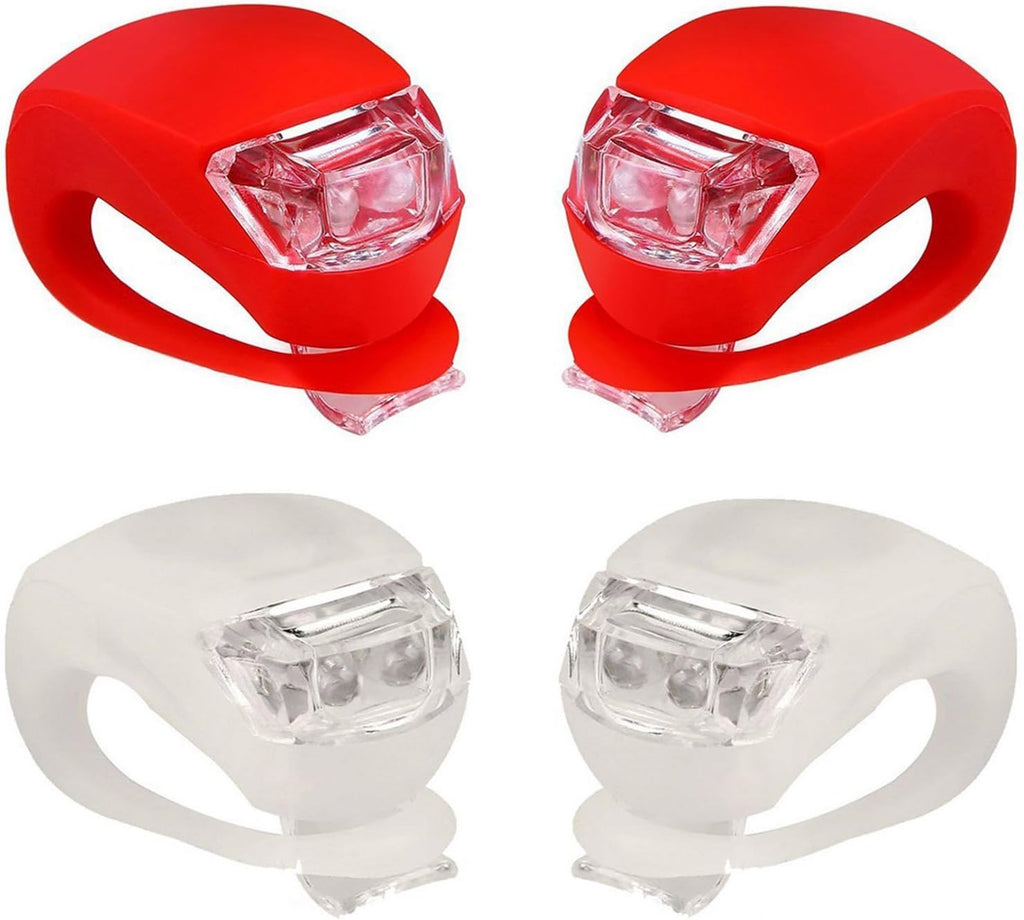Malker Bicycle Light Front and Rear Silicone LED Bike Light Set - Bike Headlight and Taillight,Waterproof & Safety Road,Mountain Bike Lights,Batteries Included