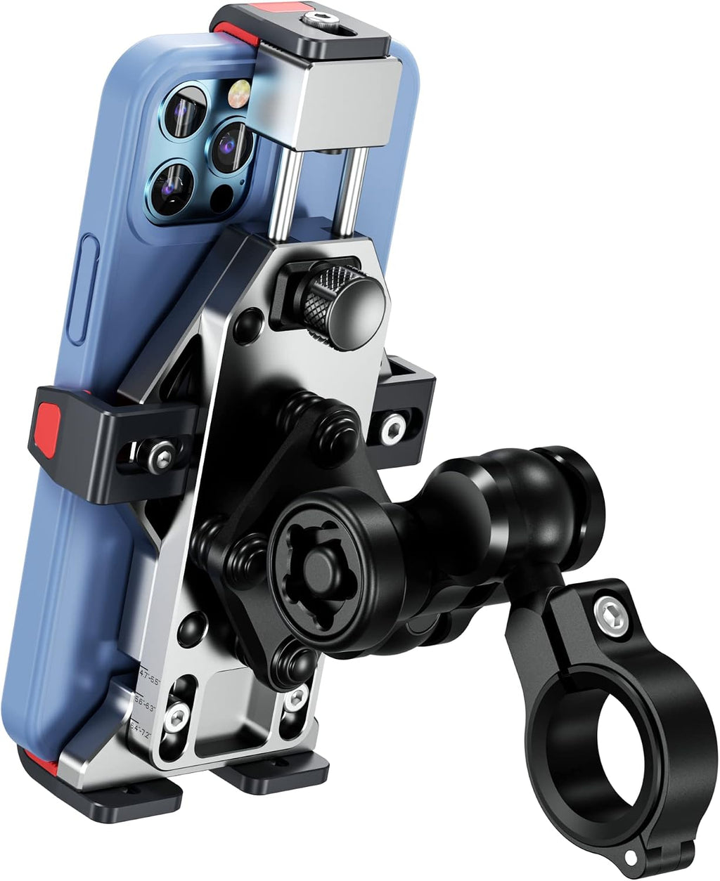 BRCOVAN Anti-Theft Aluminum Alloy Motorcycle Phone Mount Holder, Silver
