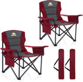 Colegence Oversized Heavy Duty Camping Chairs, 2 Pack, 450 lb, Red