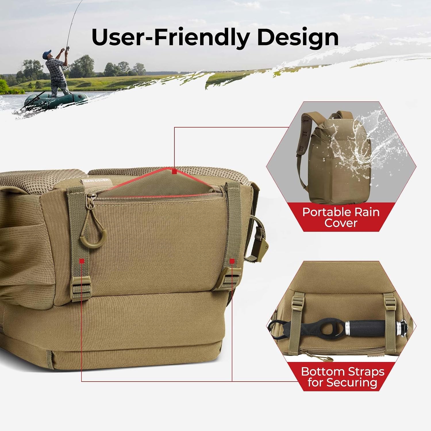 Piscifun Fishing Tackle Backpack, Rod & Gear Holder, Water-Resistant