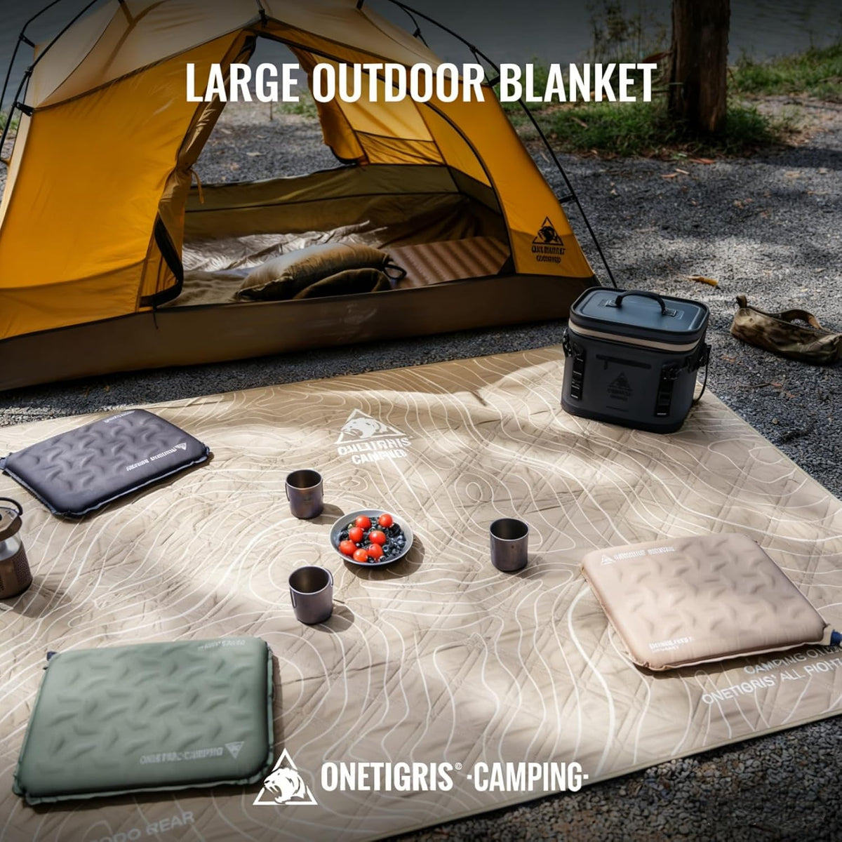 ONETIGRIS CAMPING Waterproof Picnic Blanket, Large Outdoor Blanket