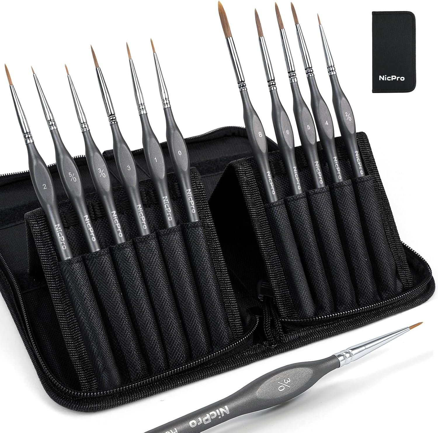 Nicpro Kolinsky Sable Miniature Paint Brushes, 11PCS Fine Detail Brush Set
