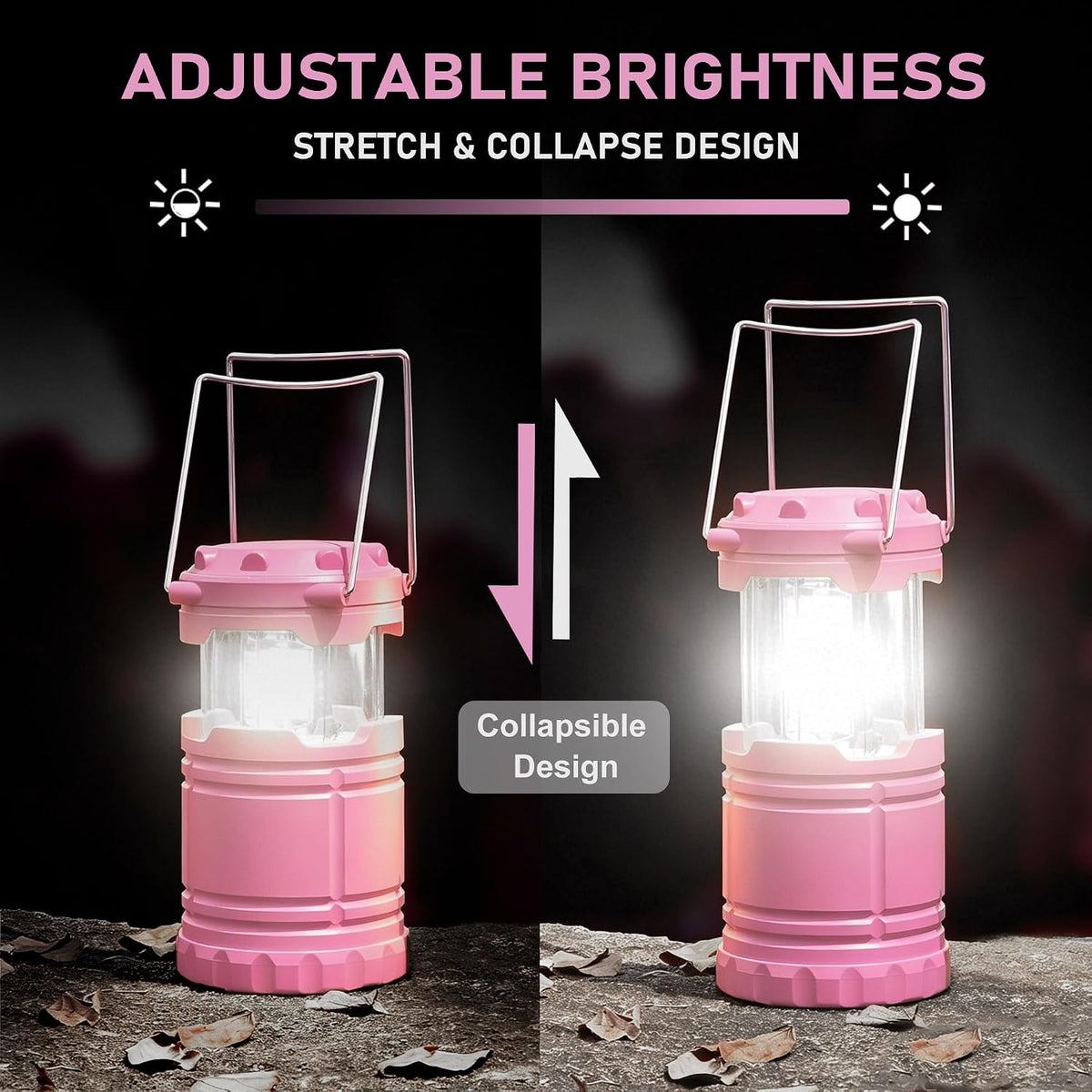 4-Pack LED Pink Camping Lantern