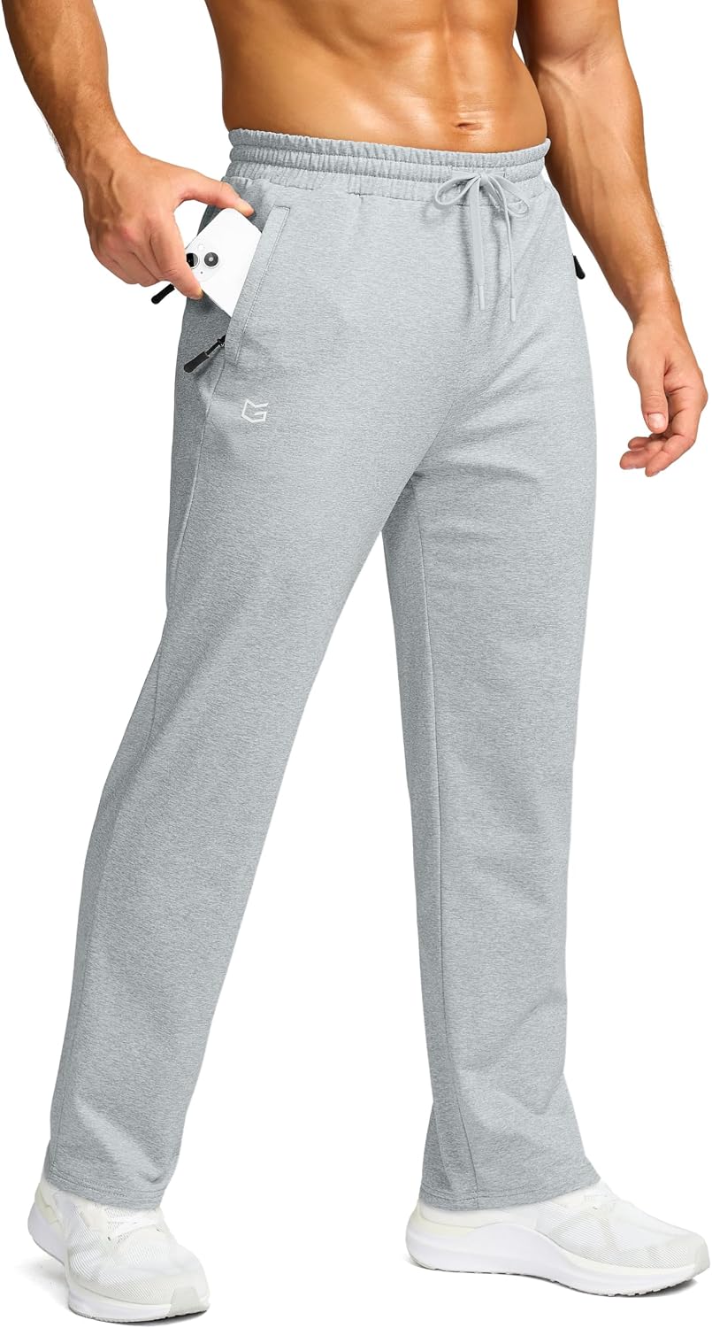 G Gradual Men's Fleece Lined Pants with 3 Zipper Pockets Water Resistant Winter Warm Hiking Pants Athletic Sweatpants for Men