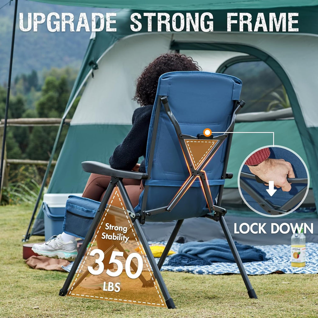 Portal Reclining Camping Chair with Adjustable Back, Blue