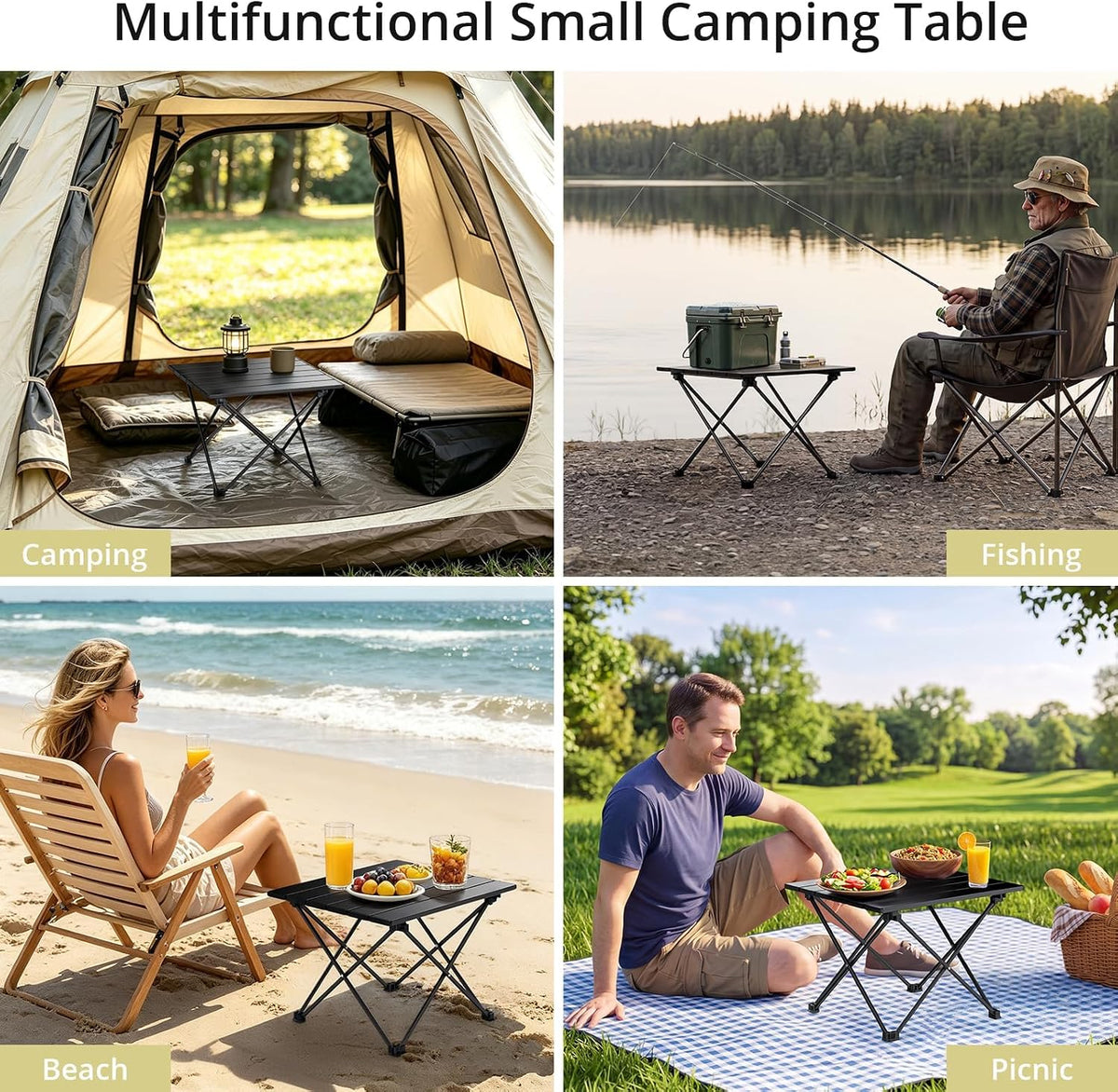Anbte Small Folding Camping Table, Aluminum Frame, 45 lb Capacity