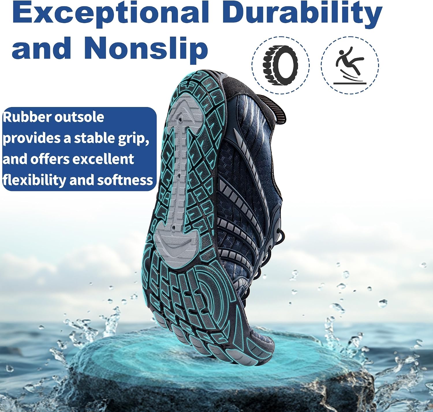 Water Shoes for Women Men, Barefoot Quick Dry Pool Shoes for Outdoor