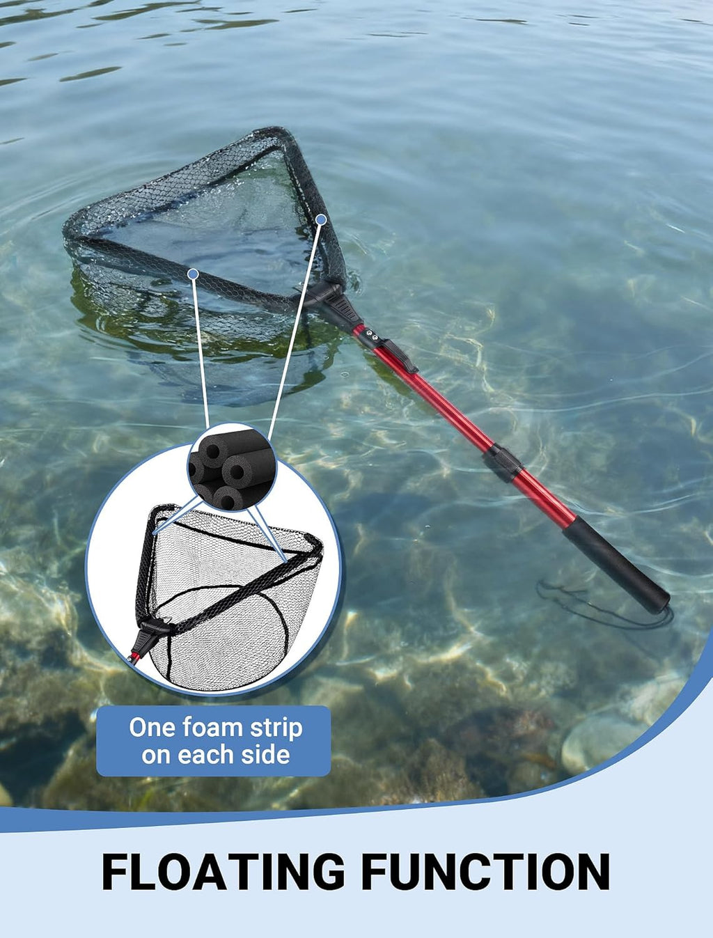 Upgraded Foldable Floating Fishing Net, Tangle-Free Anti-Snag Coated Landing Net, Quick Release & Easy Fold, Portable Fishing Gear for Ranger Boat, Kayak & Trout Salmon Bass Fishing, Gifts for Men