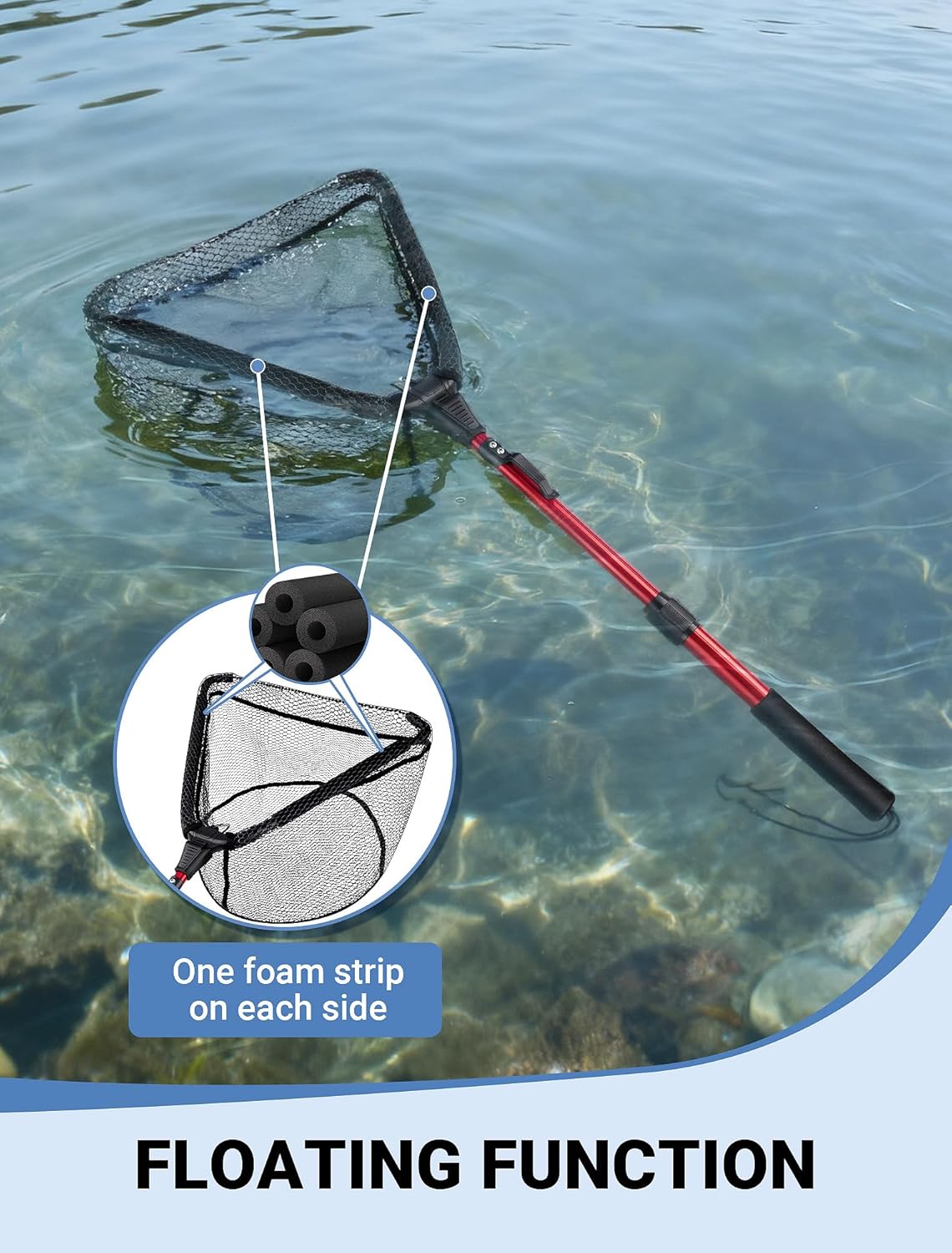 Upgraded Foldable Floating Fishing Net, Tangle-Free Anti-Snag Coated Landing Net, Quick Release & Easy Fold, Portable Fishing Gear for Ranger Boat, Kayak & Trout Salmon Bass Fishing, Gifts for Men