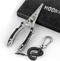 HOOK-EZE Anti-Twist Fishing Pliers with Multi-Function Design, 7.1" Saltwater 17-4 Stainless Steel Fishing Gear with G10 Handles, Split Ring Pliers, Fish Hook Remover Tool - Black/White