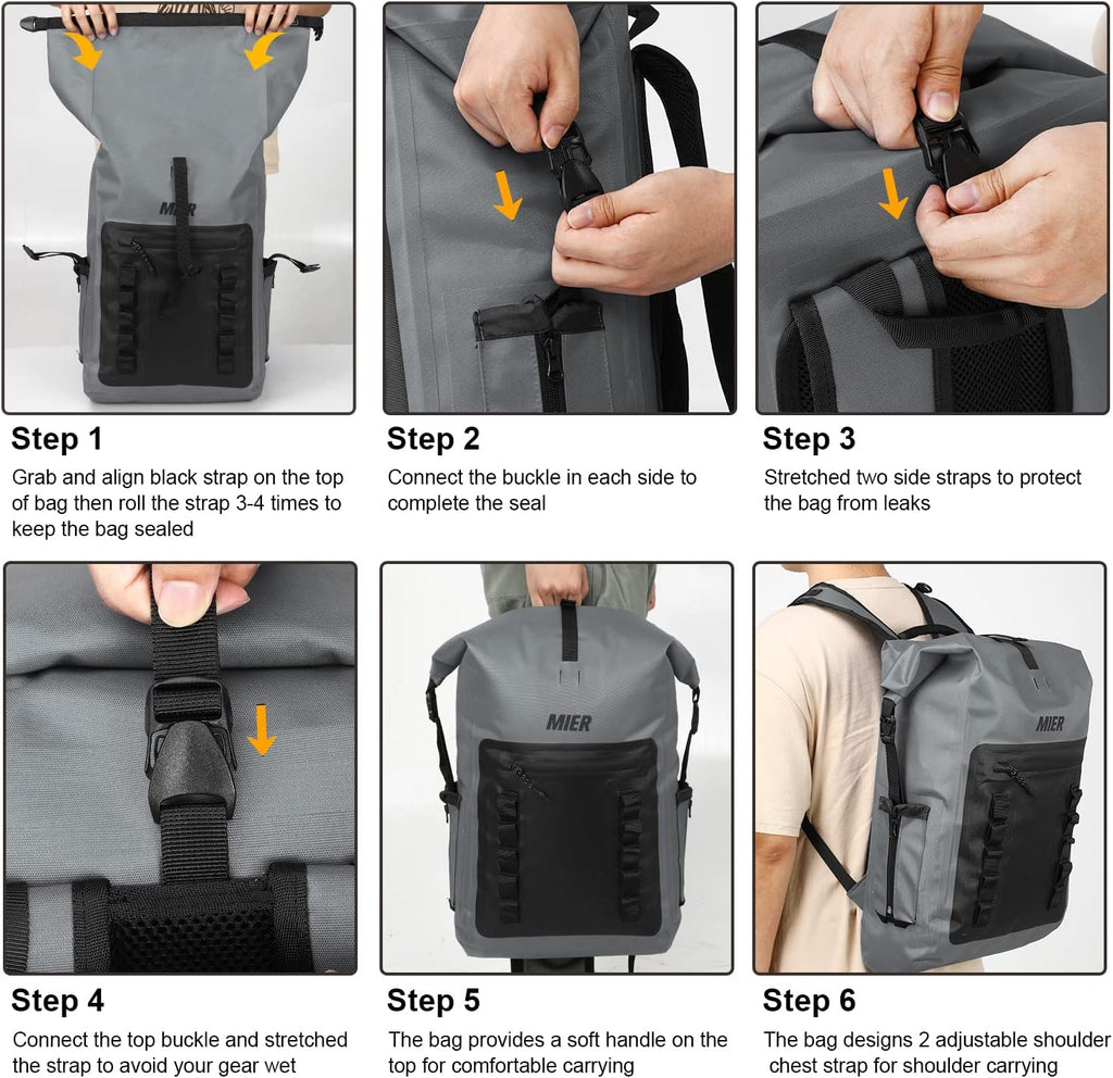MIER Roll Top Waterproof Backpack Floating Dry Bag for Men Women