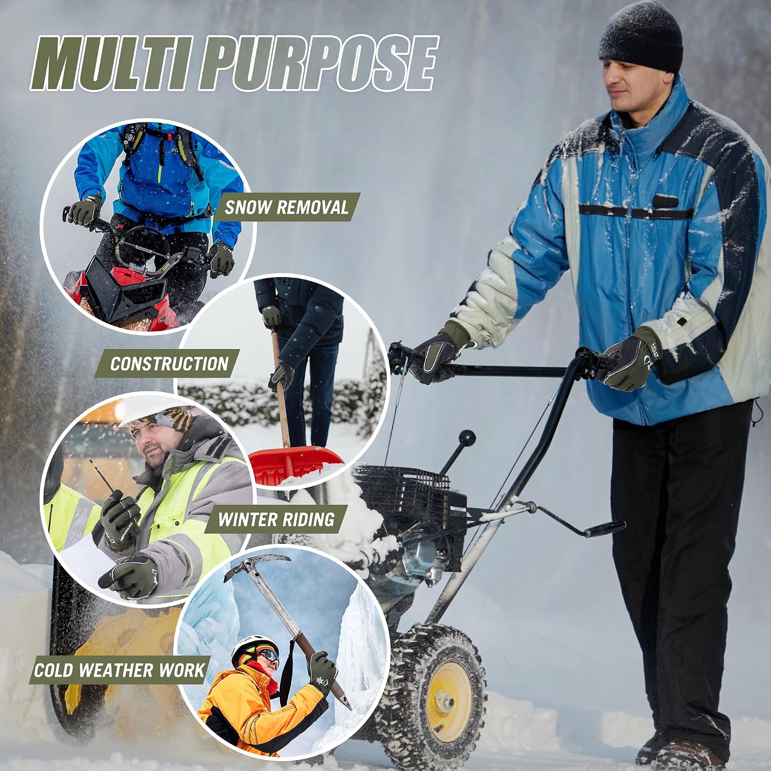 HANDLANDY Winter Work Gloves, 3M Thinsulate Waterproof Insulated Glove for Men Women