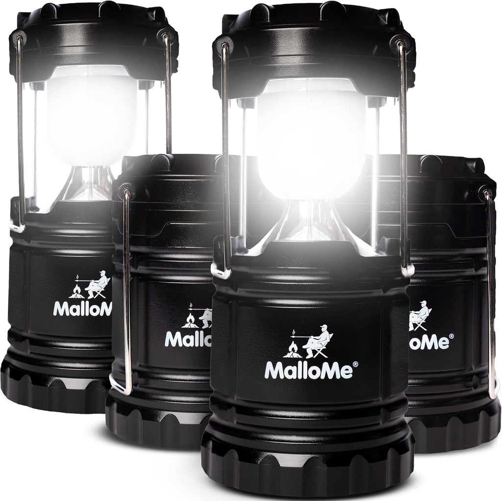 MalloMe Camping Lantern Multicolor 8 Pack Lanterns for Power Outages, Camping Lights for Tent Hanging, Camp Light Tent Lamp Emergency Battery Powered LED Lantern (Rechargeable Batteries Not Included)