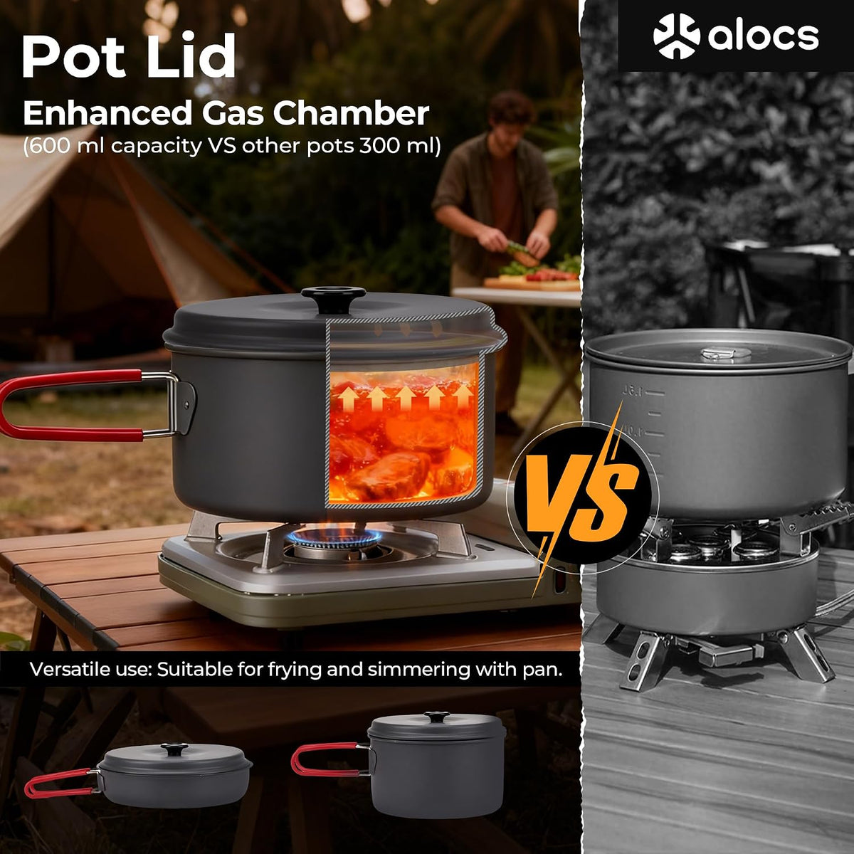 ALOCS Camping Cookware Set Camping Gear Compact Camping Pots and Pans Set