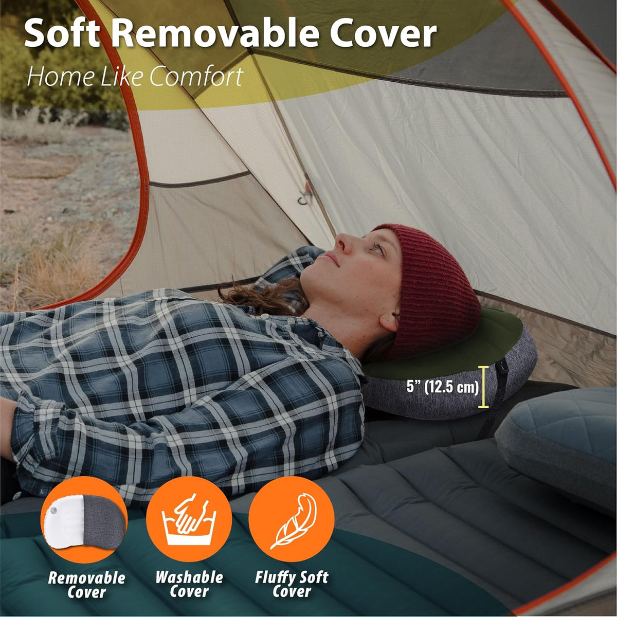 TREKOLOGY Inflatable Camping Pillow - Ultralight Backpacking, Hiking, Outdoor, Travel, Picnic, and Sleeping Pillow - Compact, Portable, Comfortable Camp Pillow for All Adventures ALUFT Plus SE