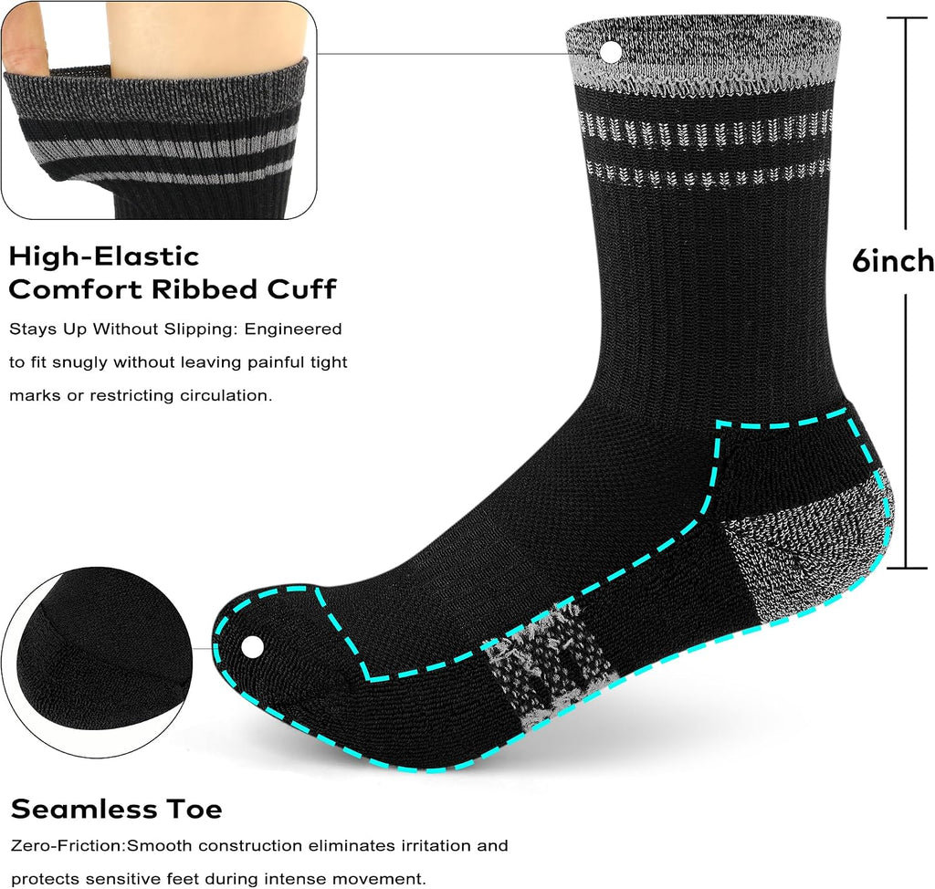 Gonii Women Athletic Cushioned Crew Socks 5 Pairs