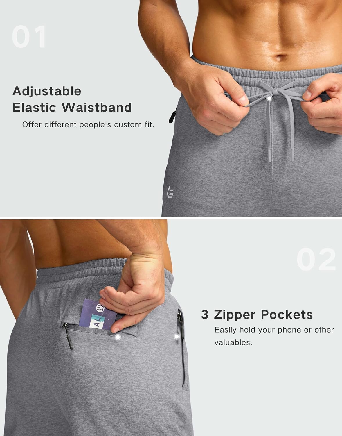 G Gradual Men's Fleece Lined Pants with 3 Zipper Pockets Water Resistant Winter Warm Hiking Pants Athletic Sweatpants for Men