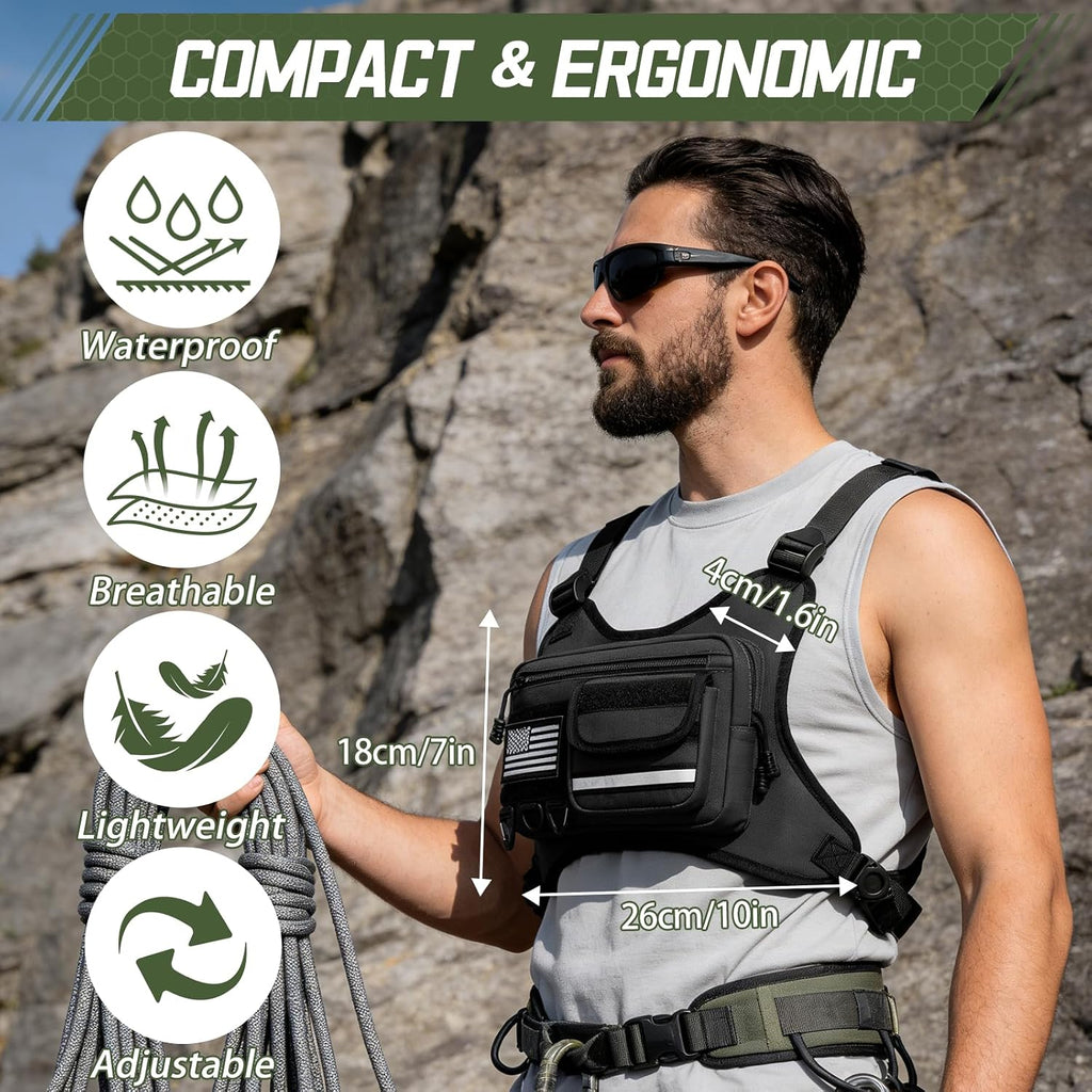 OCKLILY Chest Bag for Men Women, Outdoor Sports Running Vest Bag, Chest Pack for Running, Cycling, Hiking, Workouts, Travel