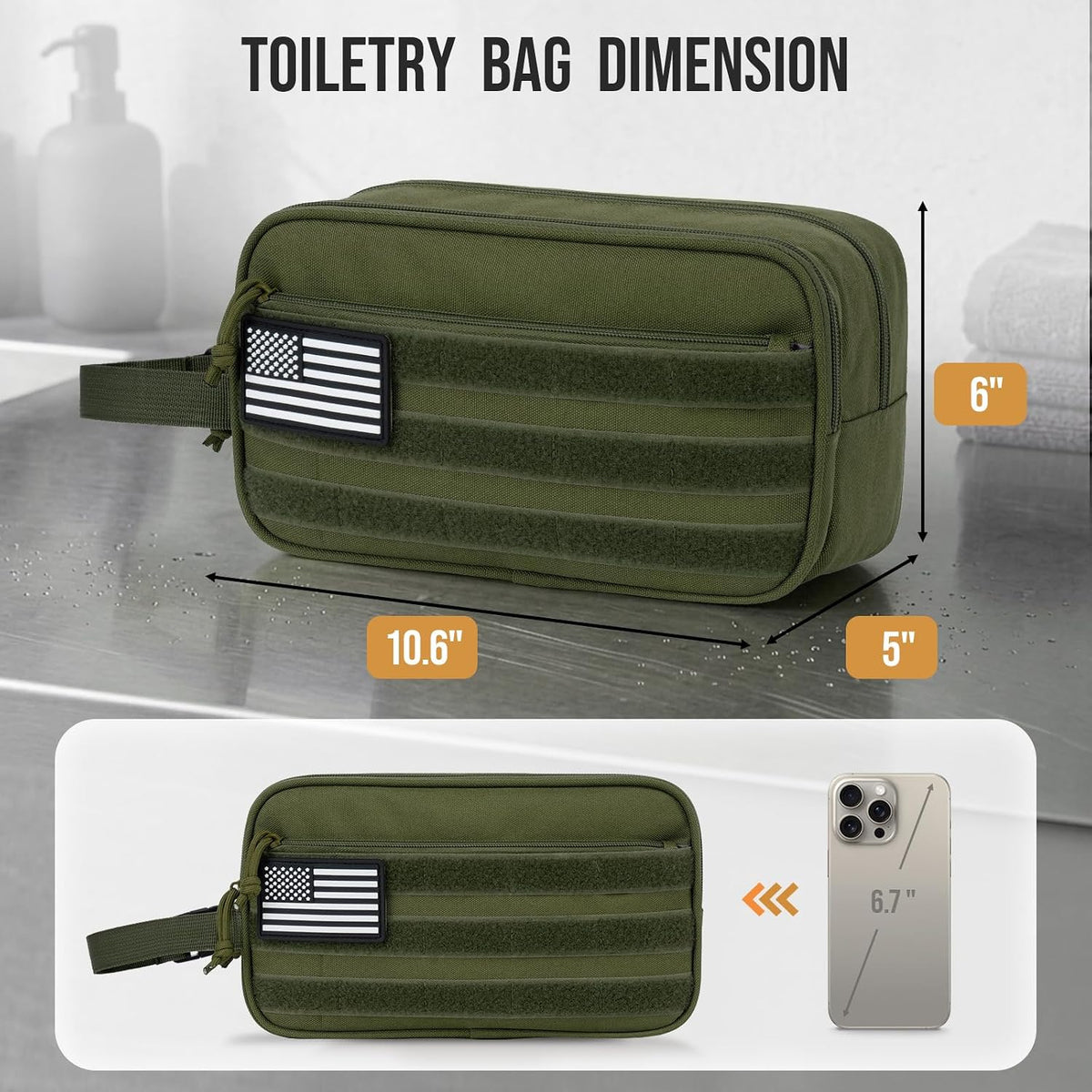 Tactical Toiletry Bag for Men Hygiene Bag Military Tool, Green