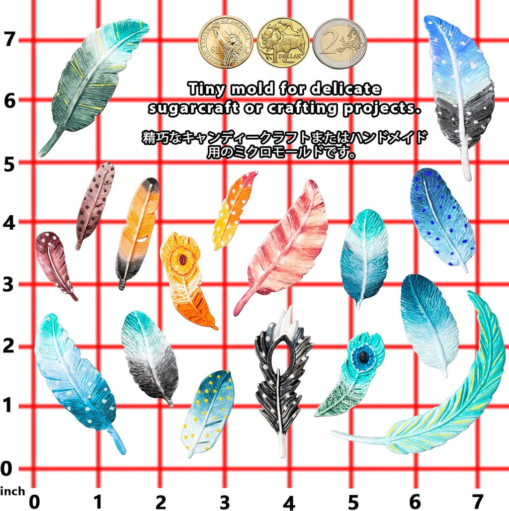 Feather Fondant Silicone Molds for Sugarcraft Cake Decorating, Chocolate, Cupcake Topper, Epoxy Resin Jewelry Casting, Polymer Clay 2-Bundle Length 1.3-3.3inch