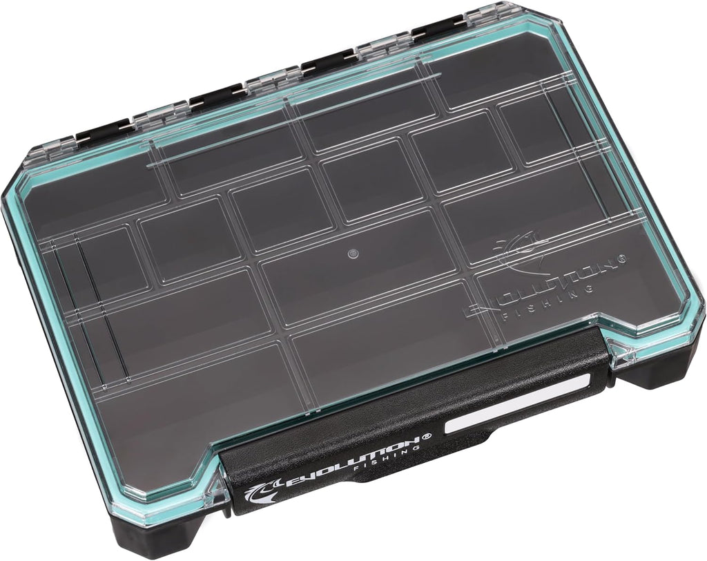 Evolution Fishing BallistiX 3.5 Terminal Tackle Tray – Waterproof Tackle Storage Box with Anti-Migration Design, One-Hand Latch, Polycarbonate Lid, Rust-Resistant Terminal Tackle Organizer