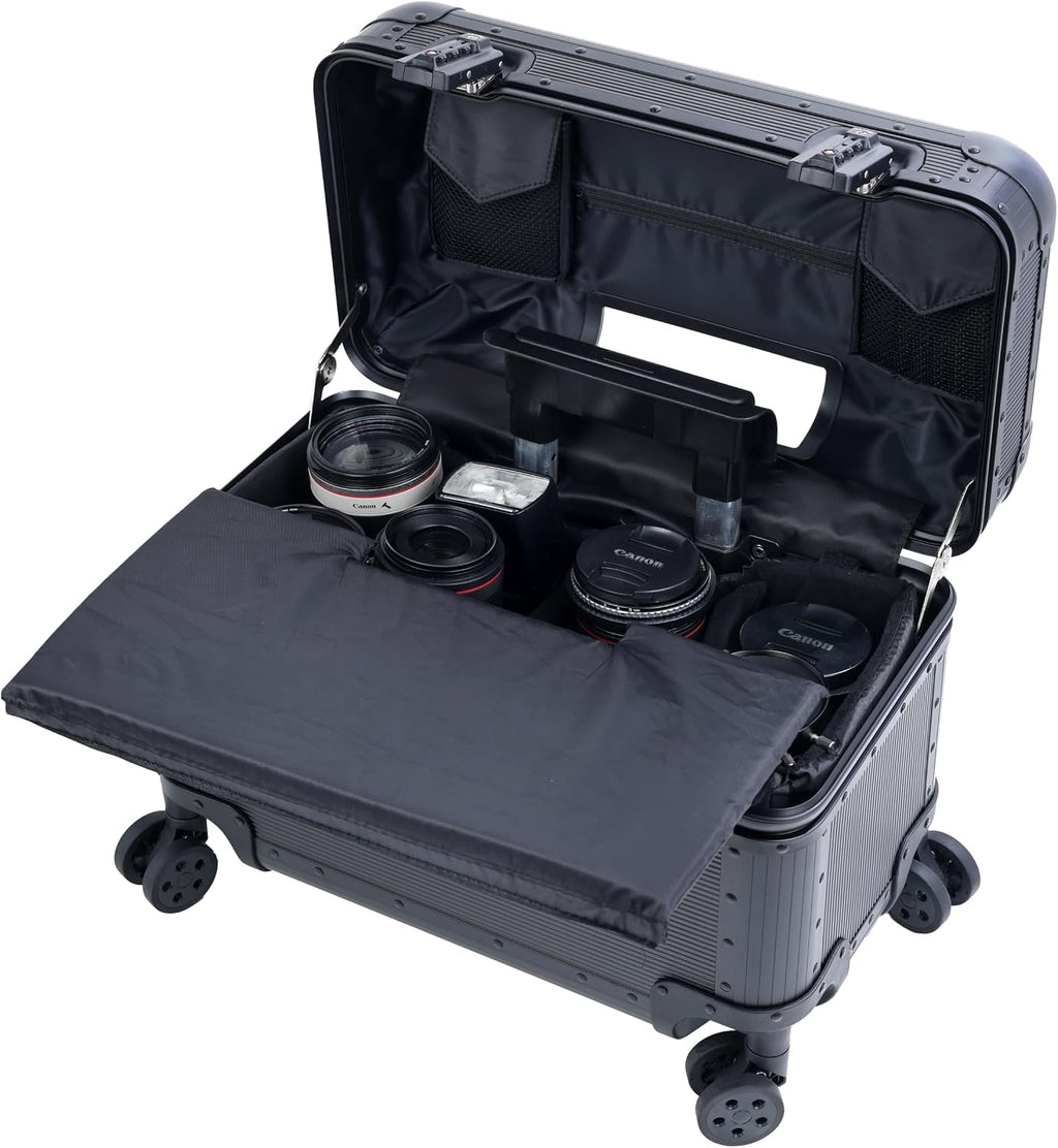 Full Aluminum Carry-On Rolling Camera Bag Case