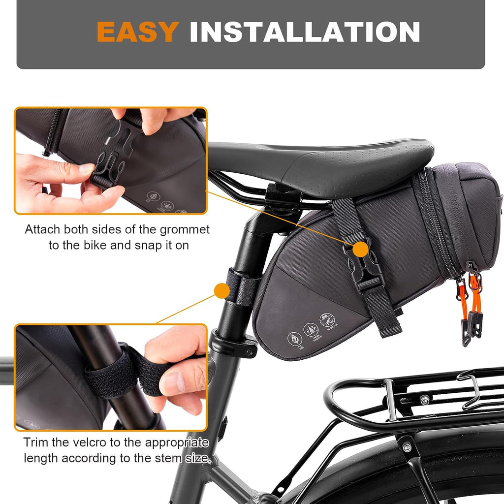 NDakter Bike Saddle Bag Expandable Under Seat Bicycle Seat Bag 1.5-2L