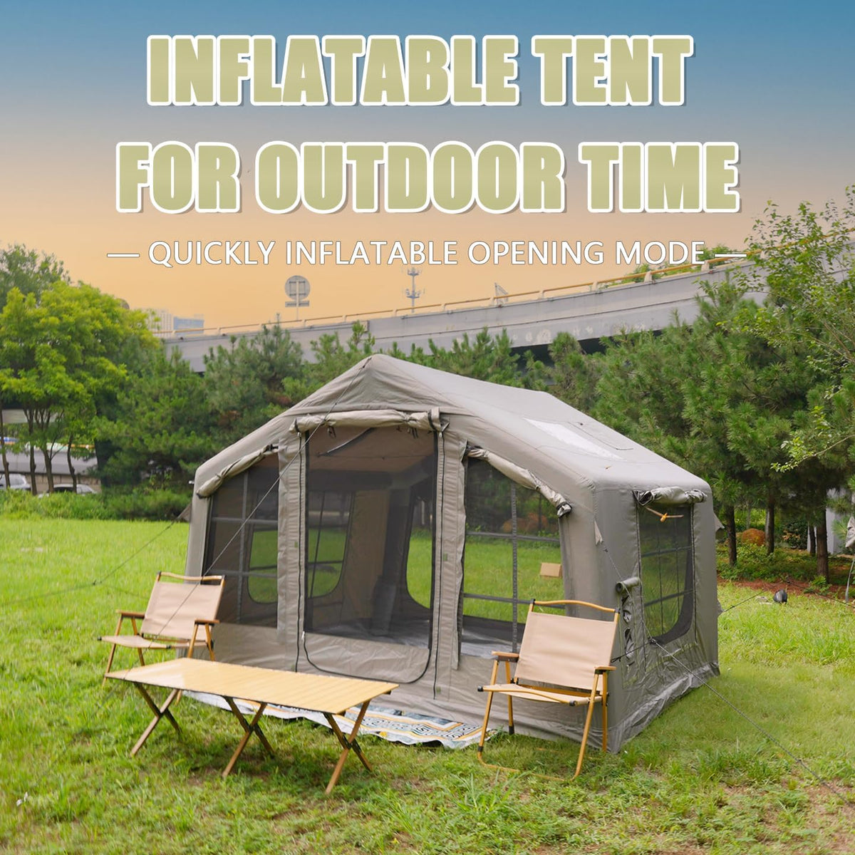Inflatable Tent with Skylight & Stove Jack,Blow Up Tents, Hot Tent