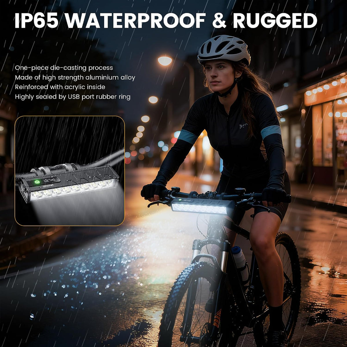 Vastfire 17 LED Bike Lights 5000 Lumen, Super Bright Bicycle Light for Night Riding, USB Rechargeable Bike Headlight and Taillight, Waterproof Wide Beam Bike Front Light with Digital Power Display