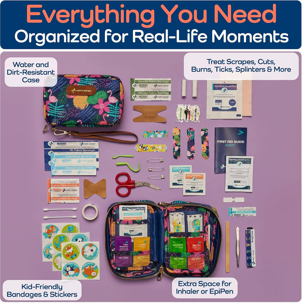 KeepGoing Travel First Aid Kit for Kids, 130 Pc. TSA-Approved Travel Size