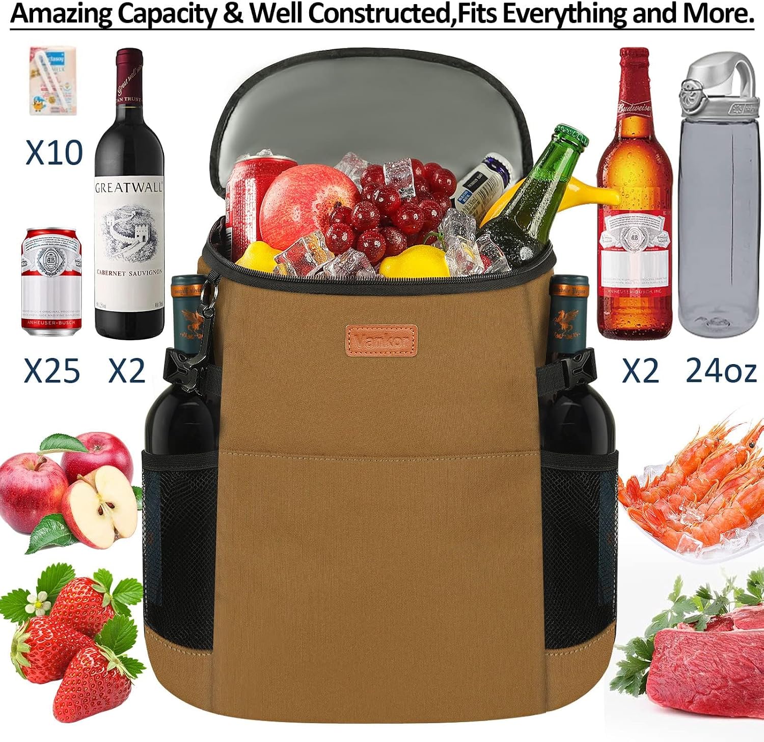 Vankor Camping Cooler Backpack Insulated Waterproof