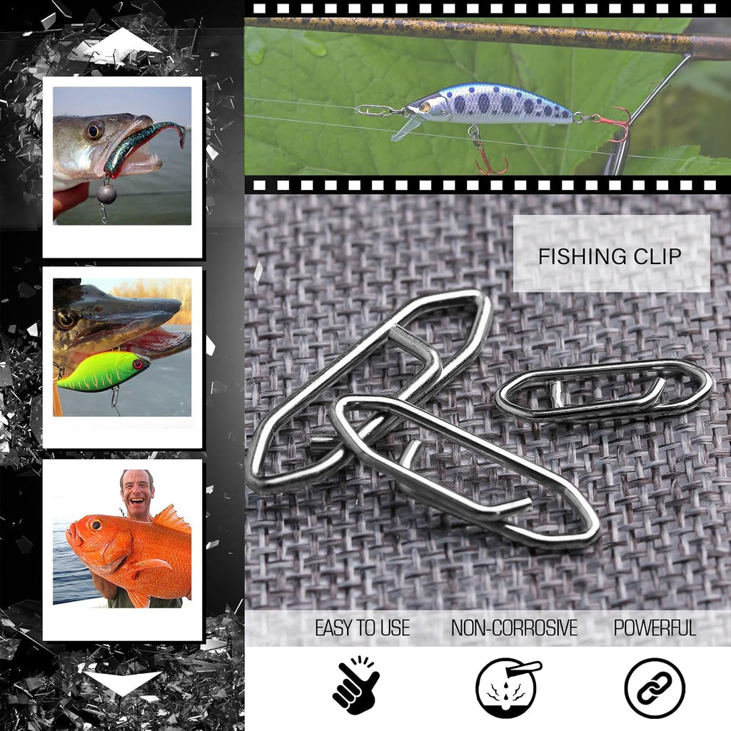 Atibin Stainless Lock Snaps Swivel Steel Saltwater Connector Fishing Snap Line High Strength Fishing Clip Power Lure Connector White Nickel