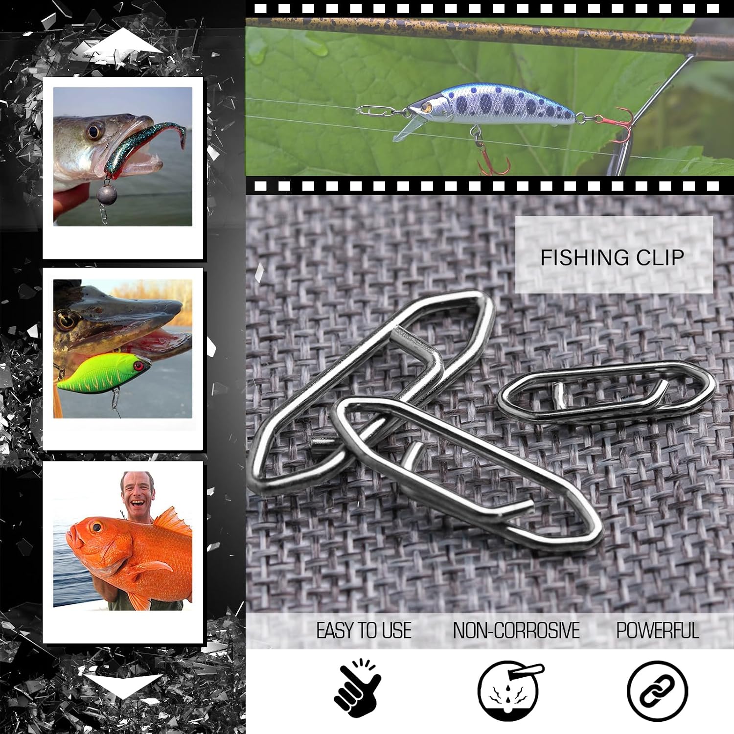 Atibin Stainless Lock Snaps Swivel Steel Saltwater Connector Fishing Snap Line High Strength Fishing Clip Power Lure Connector White Nickel