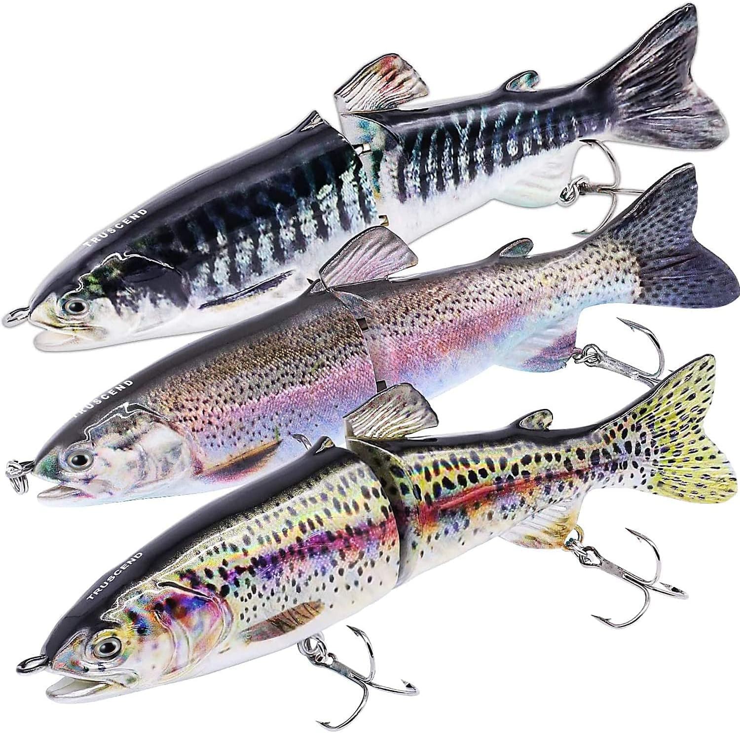 TRUSCEND Swimmax Easy Catch Fishing Lures with BKK Hooks, Wiggling, Vibrating, Rattling and Gurgling for More Bite, Heavy-Duty Dyneema Fiber Jointed Swimbaits for Bass, Trout, Walleye, Crappie, Pike