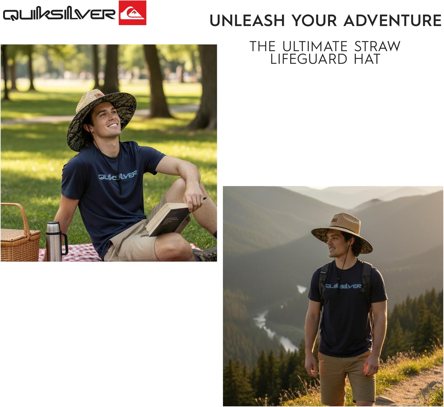 Quiksilver Men's Wide Brim Outdoor Lifeguard Straw Sun Hat