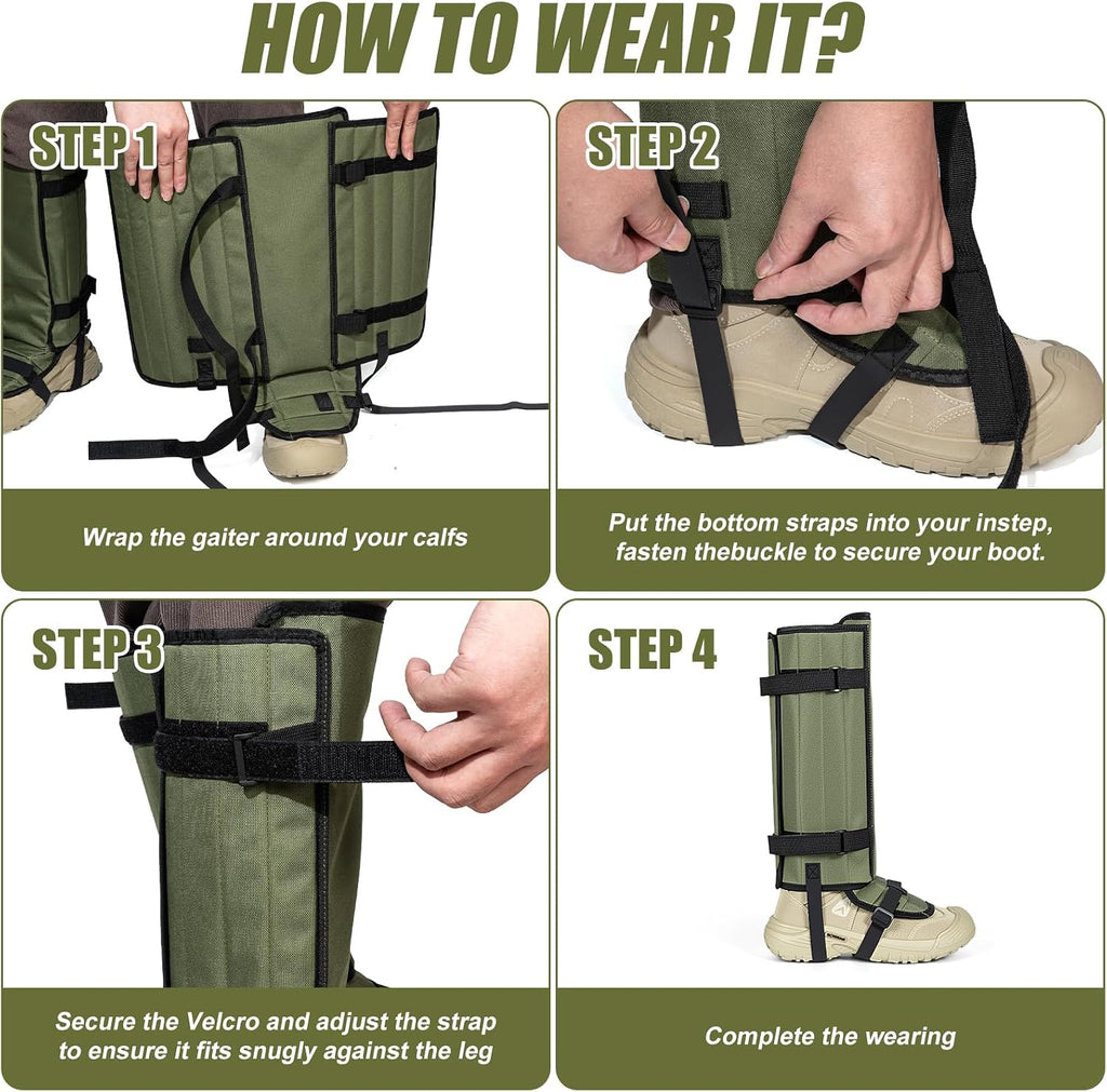Glamgen Snake Hunting Gaiters for Men, Gaiters for Hiking Waterproof, Adjustable Snake Bite Protection for Lower Legs, Fits for Hunting, Hiking Outdoor and Farm Work Men & Women