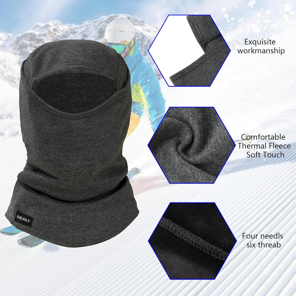 KOOLSOLY Ski Mask Balaclava Cold Weather Warm and Fleece Face Mask Neck Warmer Full Face Mask for Men&Women