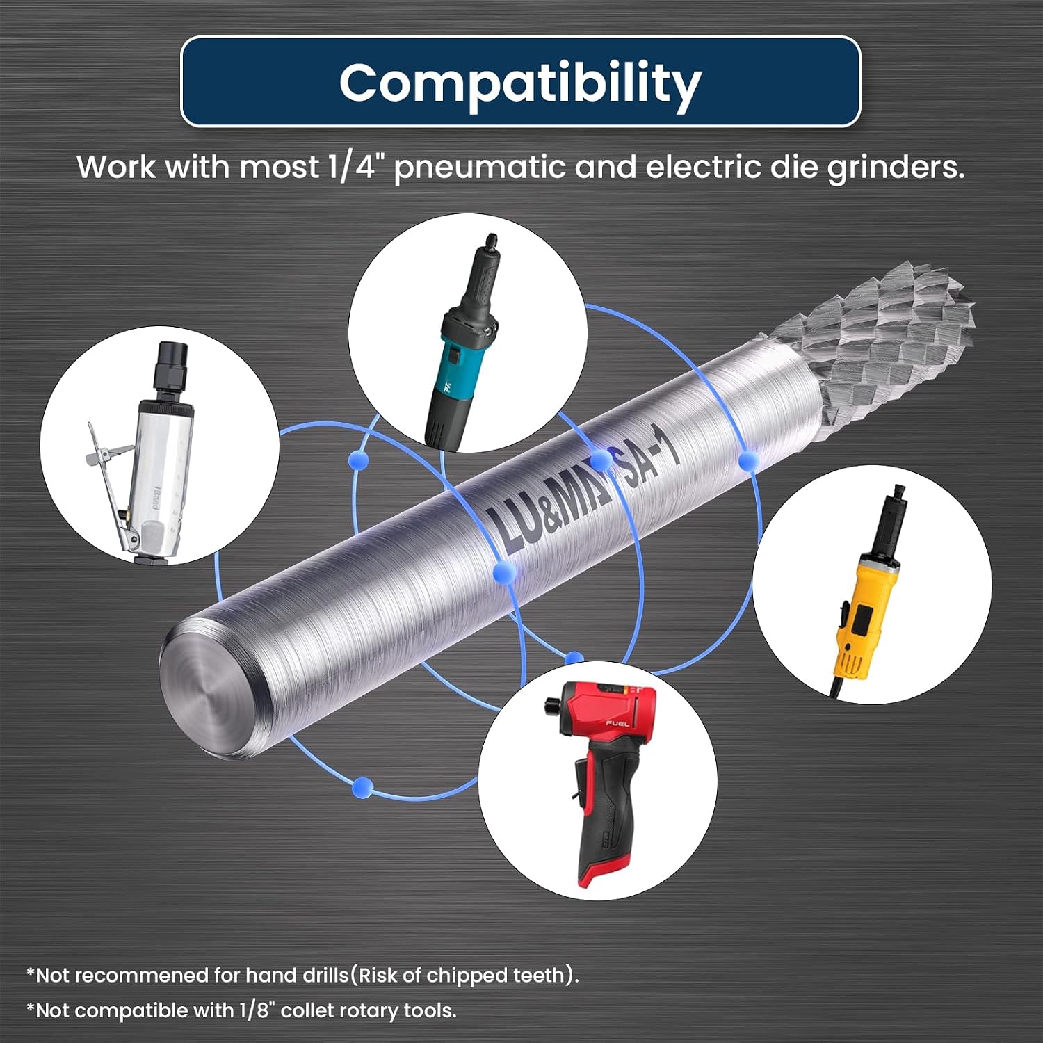 SA-1 Solid Carbide Burr Rotary File Cylindrical Shape Double Cut for Die Grinder,widely Used for metalwork, Tool Making, Engineering, Wood Carving by LU&MN